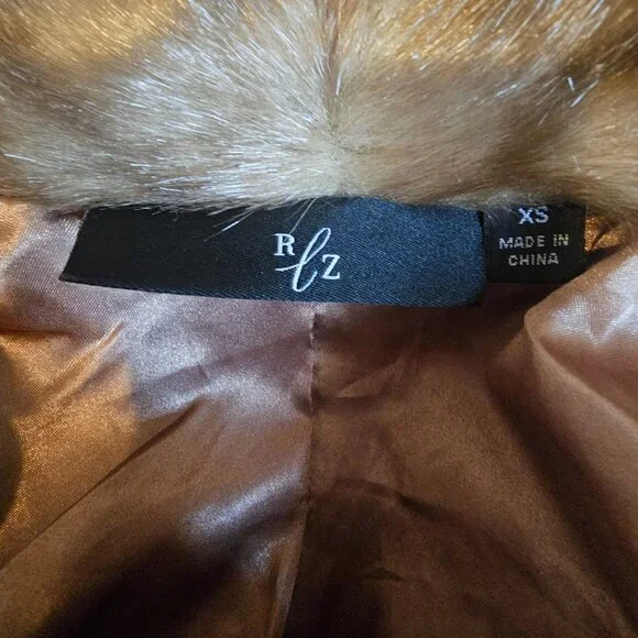Vintage XS Rachel Zoe Horizontal Chestnut Faux Mink Cropped Fur Coat Soft - Picture 12 of 12